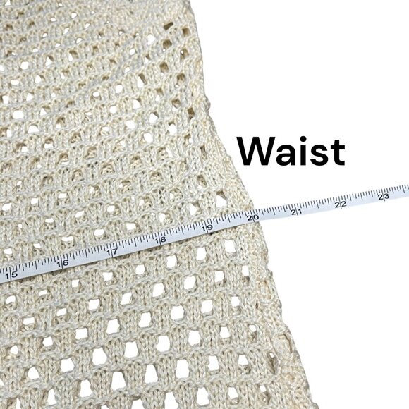 Anrabess Crochet S Knit Cover Up Dress Cream Sleeveless Open Back Beach Cottage - Picture 5 of 7